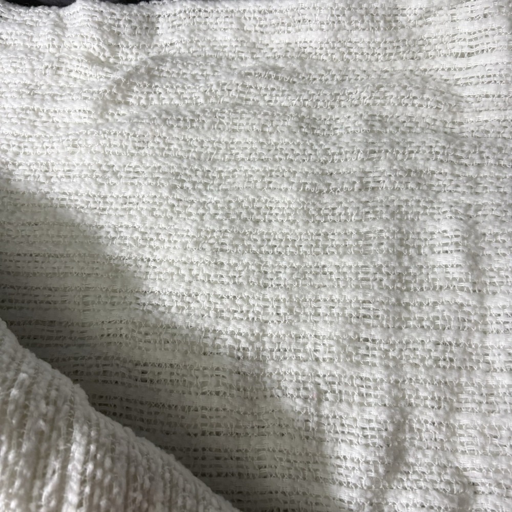 Vtg White Satin Trim Acrylic Waffle Weave Blanket 76x82" - Picture 6 of 8